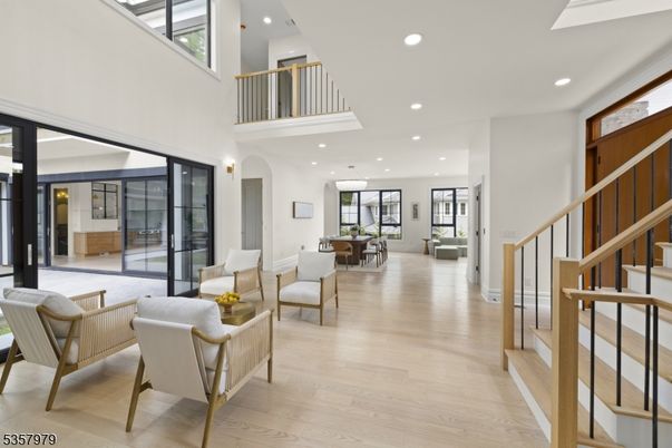 Dining room, Interior, Living room, Recessed Lighting, Wood Texture Flooring