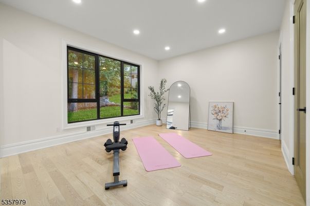 Fitness Equipment, Interior, Recessed Lighting, Wood Texture Flooring