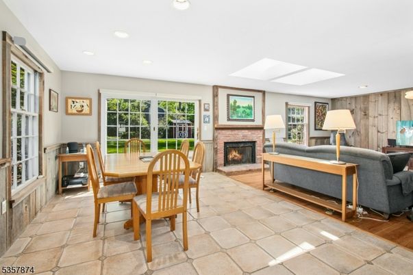 Dining room, Fireplace, Interior, Living room, Recessed Lighting