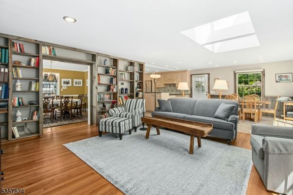 Dining room, Interior, Living room, Recessed Lighting, Wood Texture Flooring