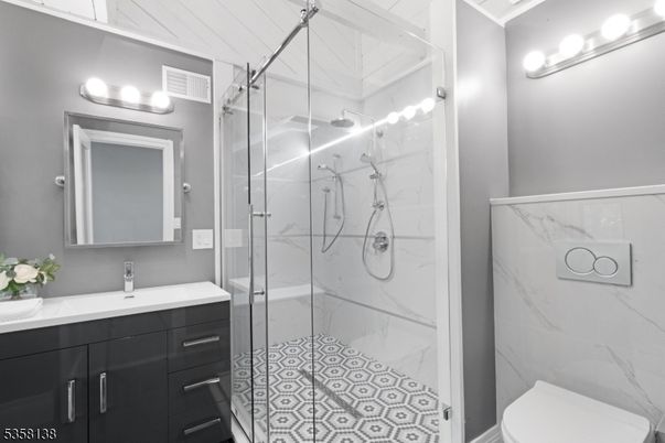 Bathroom, Glass Shower, Interior, Marble Walls