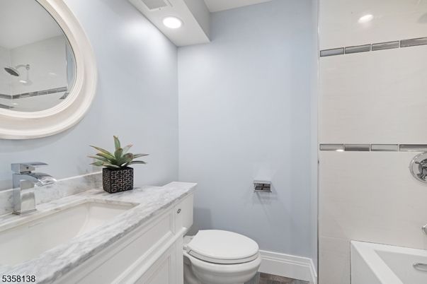 Bathroom, Interior, Recessed Lighting, Wood Texture Flooring