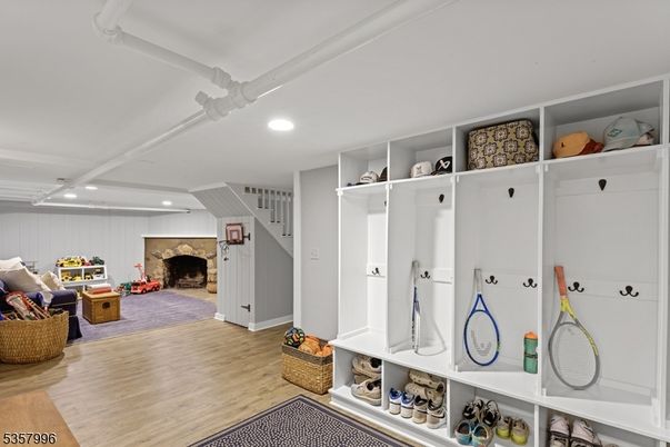 Fireplace, Interior, Recessed Lighting, Wood Texture Flooring