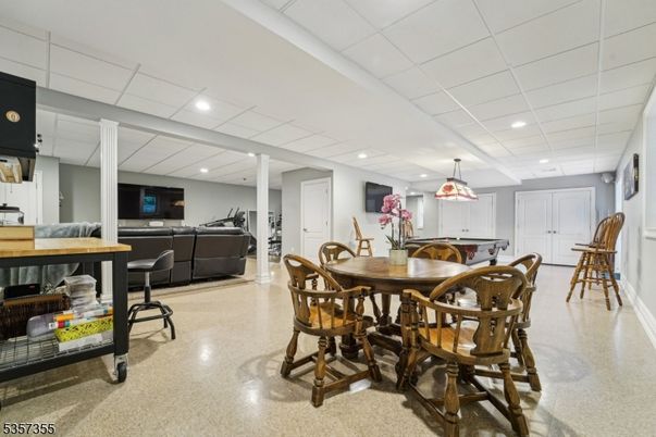 Billiard Table, Dining room, Game Room, Interior, Kitchen, Living room, Pendant Lights, Recessed Lighting