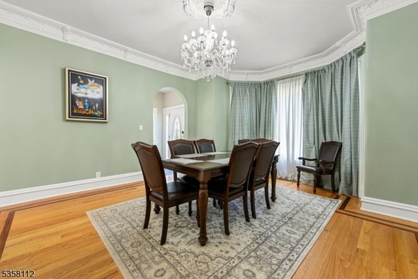 Chandelier, Dining room, Interior, Wood Texture Flooring