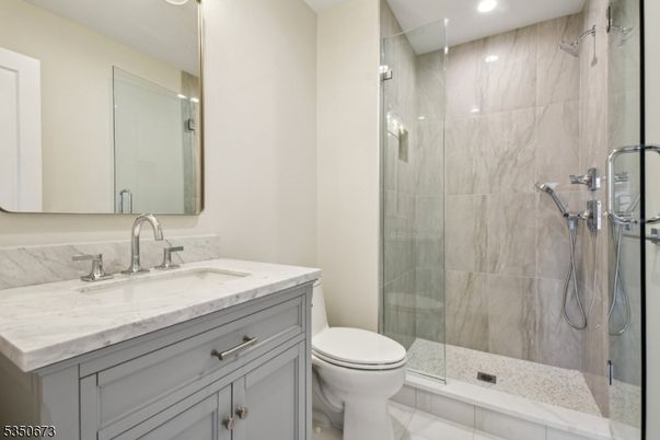 Bathroom, Glass Shower, Interior, Marble, Marble Walls, Recessed Lighting
