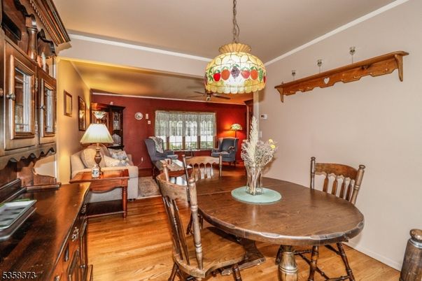Dining room, Interior, Living room, Pendant Lights, Wood Texture Flooring