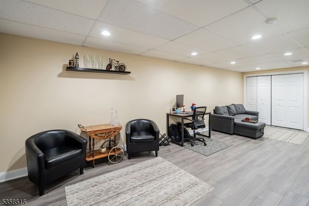 Home Office, Interior, Recessed Lighting, Wood Texture Flooring