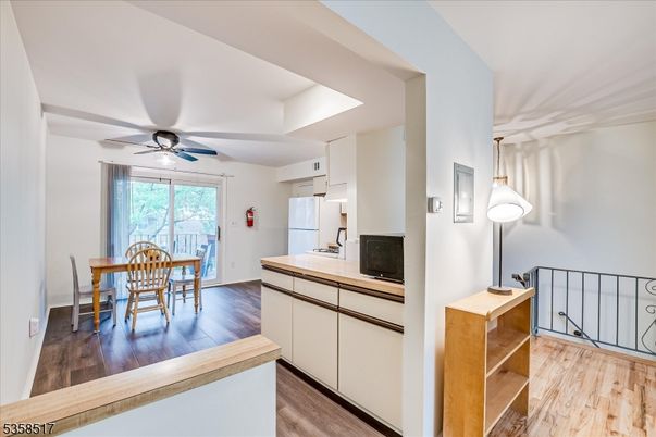 Dining room, Interior, Kitchen, Pendant Lights, Wood Texture Flooring