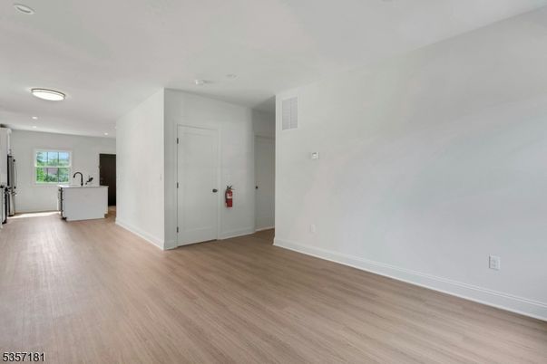Empty room, Interior, Kitchen, Recessed Lighting, Wood Texture Flooring