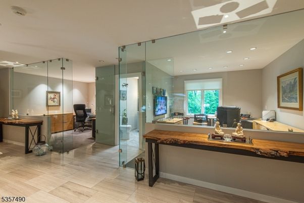 Home Office, Interior, Recessed Lighting, Wood Texture Flooring