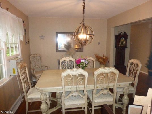 Chandelier, Dining room, Interior, Pendant Lights, Wood Texture Flooring