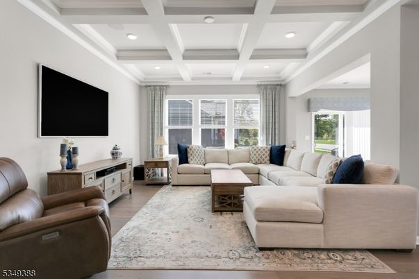 Interior, Living room, Recessed Lighting, Wood Texture Flooring