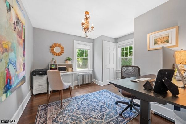 Chandelier, Home Office, Interior, Wood Texture Flooring