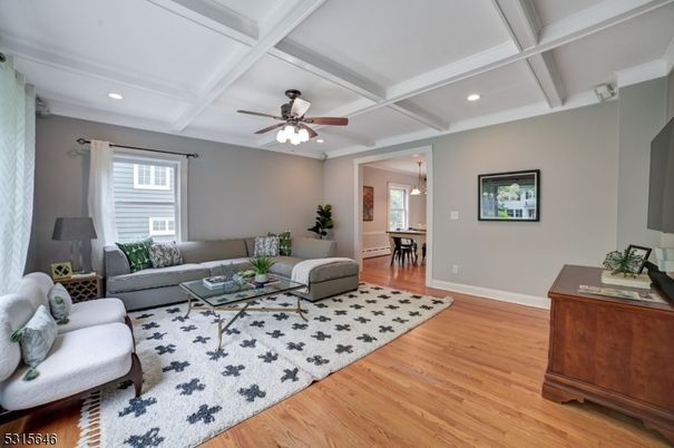 Dining room, Interior, Living room, Recessed Lighting, Wood Texture Flooring