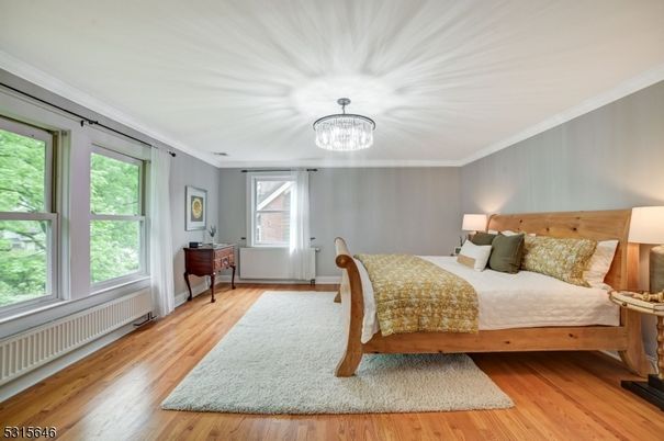 Bedroom, Chandelier, Interior, Wood Texture Flooring