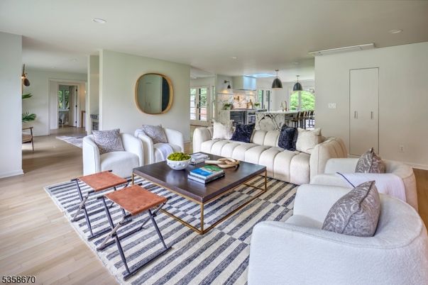 Dining room, Interior, Kitchen, Living room, Pendant Lights, Recessed Lighting, Wood Texture Flooring