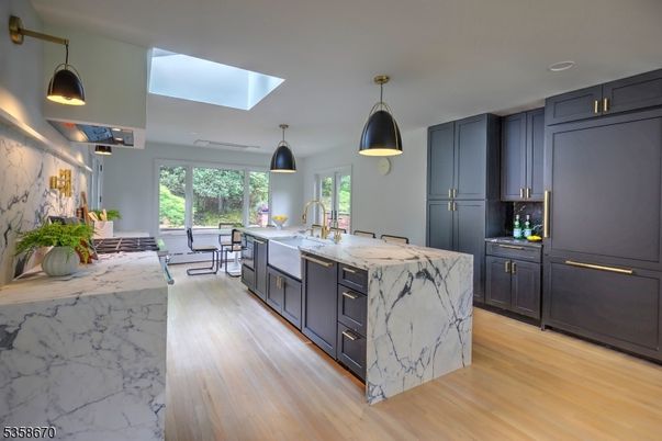 Dining room, Interior, Kitchen, Pendant Lights, Wood Texture Flooring