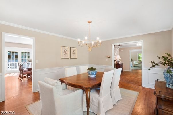 Chandelier, Dining room, Interior, Wood Texture Flooring
