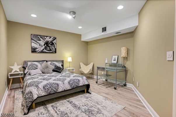 Bedroom, Home Office, Interior, Recessed Lighting, Wood Texture Flooring