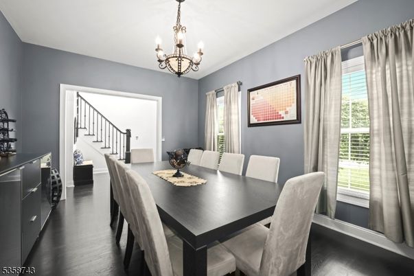 Chandelier, Dining room, Interior, Wood Texture Flooring