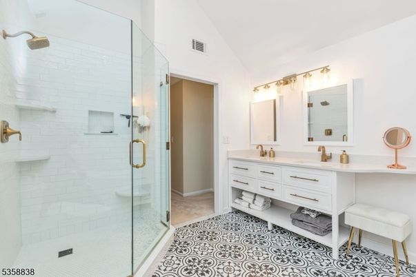 Bathroom, Dual Sink Vanities, Glass Shower, Interior