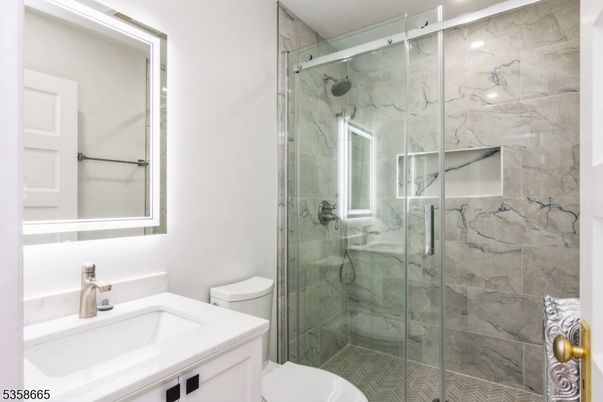 Bathroom, Glass Shower, Interior, Marble Walls