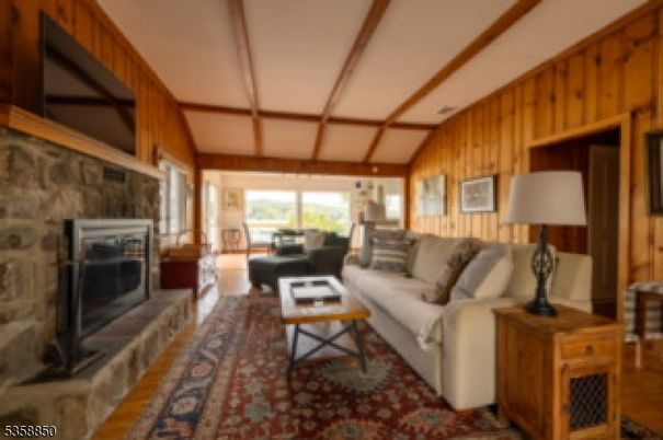 Fireplace, Interior, Living room, Wooden Beams, Wooden Walls