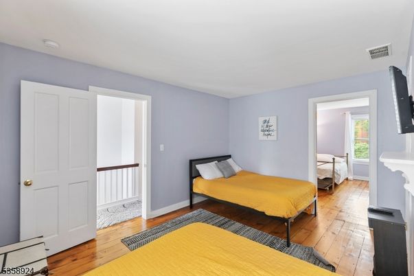 Bedroom, Fireplace, Interior, Wood Texture Flooring