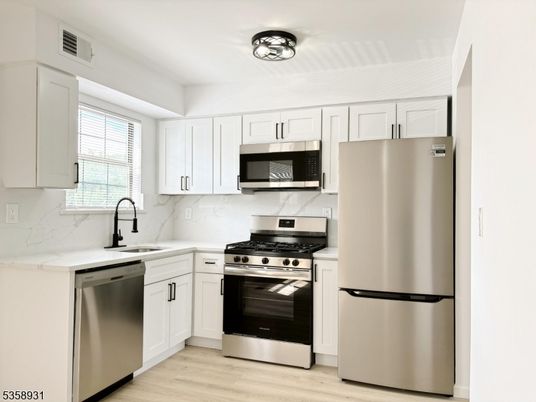 Interior, Kitchen, Stainless Steel Appliances, Wood Texture Flooring