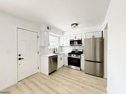 Interior, Kitchen, Stainless Steel Appliances, Wood Texture Flooring
