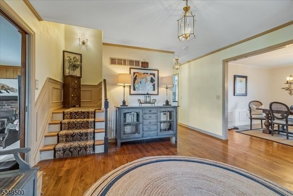 Chandelier, Dining room, Interior, Wood Texture Flooring