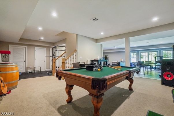 Billiard Table, Game Room, Interior, Recessed Lighting