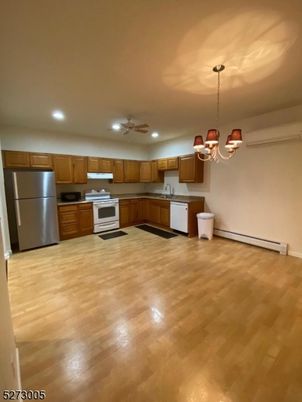 Chandelier, Interior, Kitchen, Recessed Lighting, Wood Texture Flooring