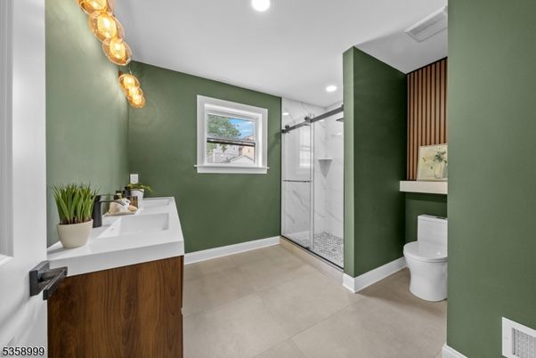 Bathroom, Glass Shower, Interior, Recessed Lighting
