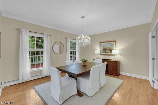 Chandelier, Dining room, Interior, Wood Texture Flooring
