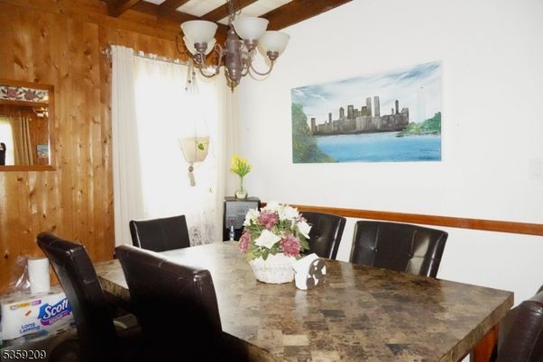 Chandelier, Dining room, Interior, Wooden Beams, Wooden Walls
