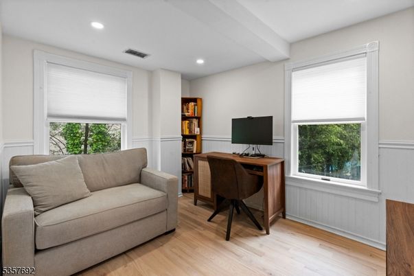 Home Office, Interior, Recessed Lighting, Wood Texture Flooring