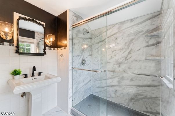 Bathroom, Glass Shower, Interior, Marble Walls
