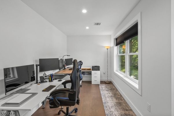 Home Office, Interior, Recessed Lighting, Wood Texture Flooring