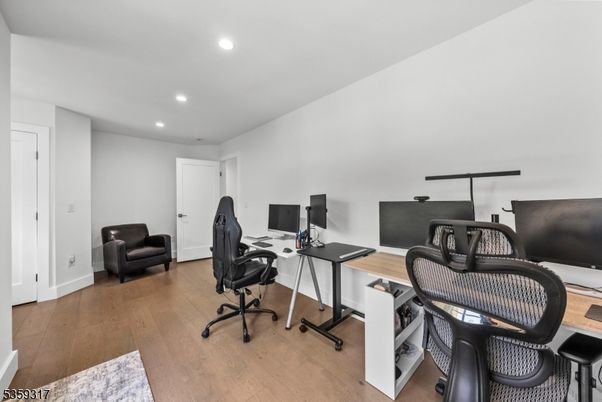 Home Office, Interior, Recessed Lighting, Wood Texture Flooring