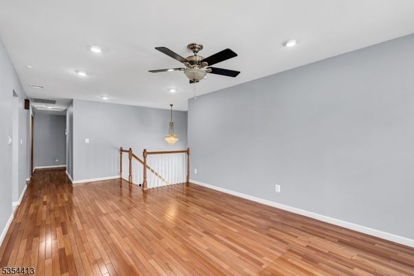 Empty room, Interior, Pendant Lights, Recessed Lighting, Wood Texture Flooring