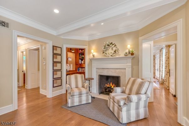 Fireplace, Interior, Recessed Lighting, Wood Texture Flooring