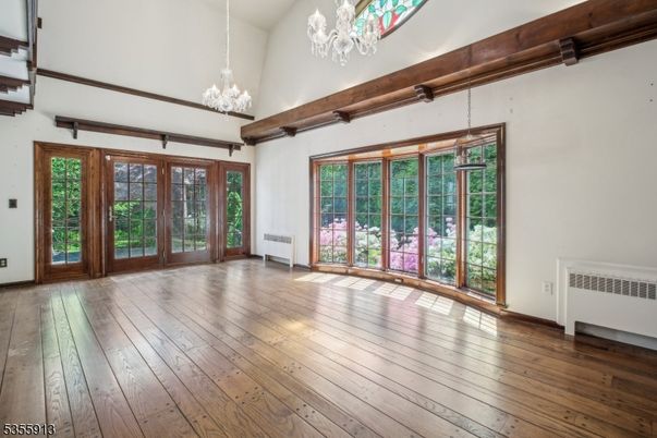 Chandelier, Empty room, Interior, Wood Texture Flooring