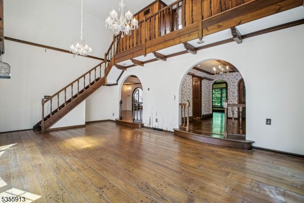 Chandelier, Interior, Wooden Beams, Wood Texture Flooring