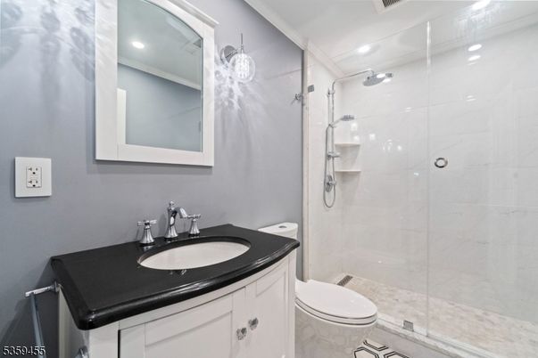 Bathroom, Glass Shower, Interior, Recessed Lighting