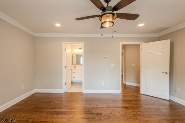 Bathroom, Empty room, Interior, Recessed Lighting, Wood Texture Flooring