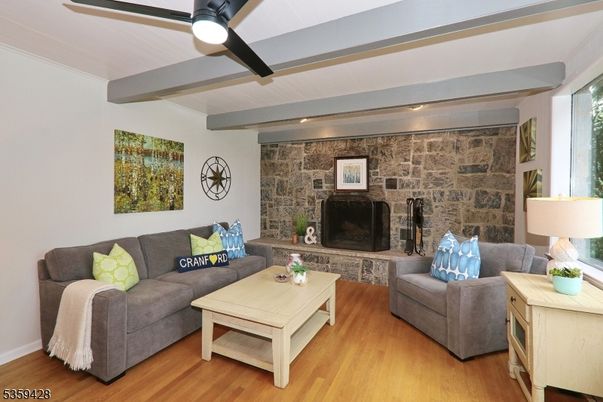 Fireplace, Interior, Living room, Stone Walls, Wood Texture Flooring