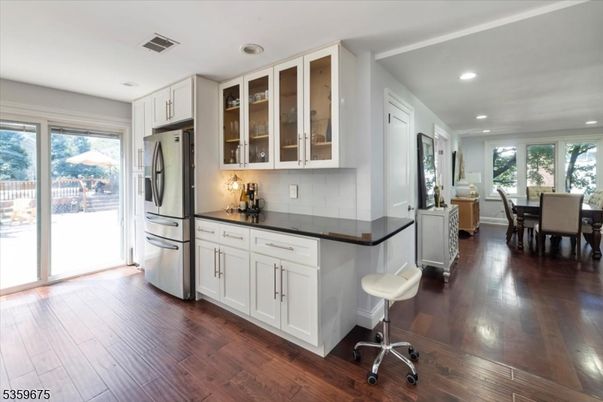 Dining room, Interior, Kitchen, Recessed Lighting, Wood Texture Flooring