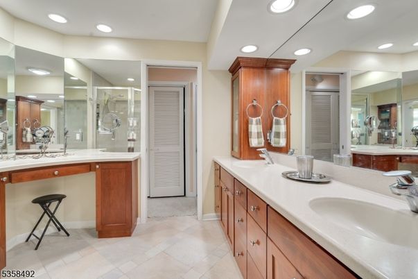 Bathroom, Dual Sink Vanities, Glass Shower, Interior, Recessed Lighting